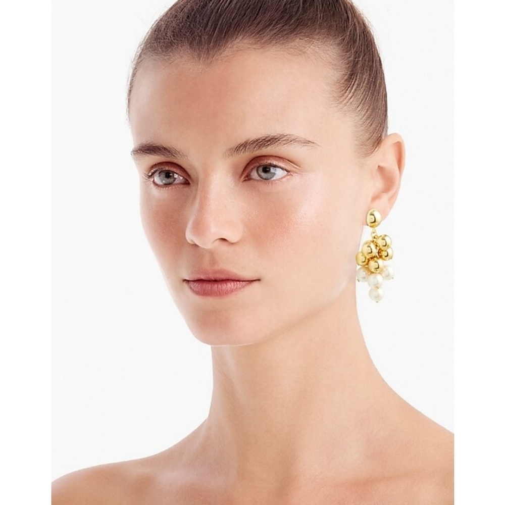 24. J.Crew Pearl and metallic-ball cluster earrings - Picture 6 of 6
